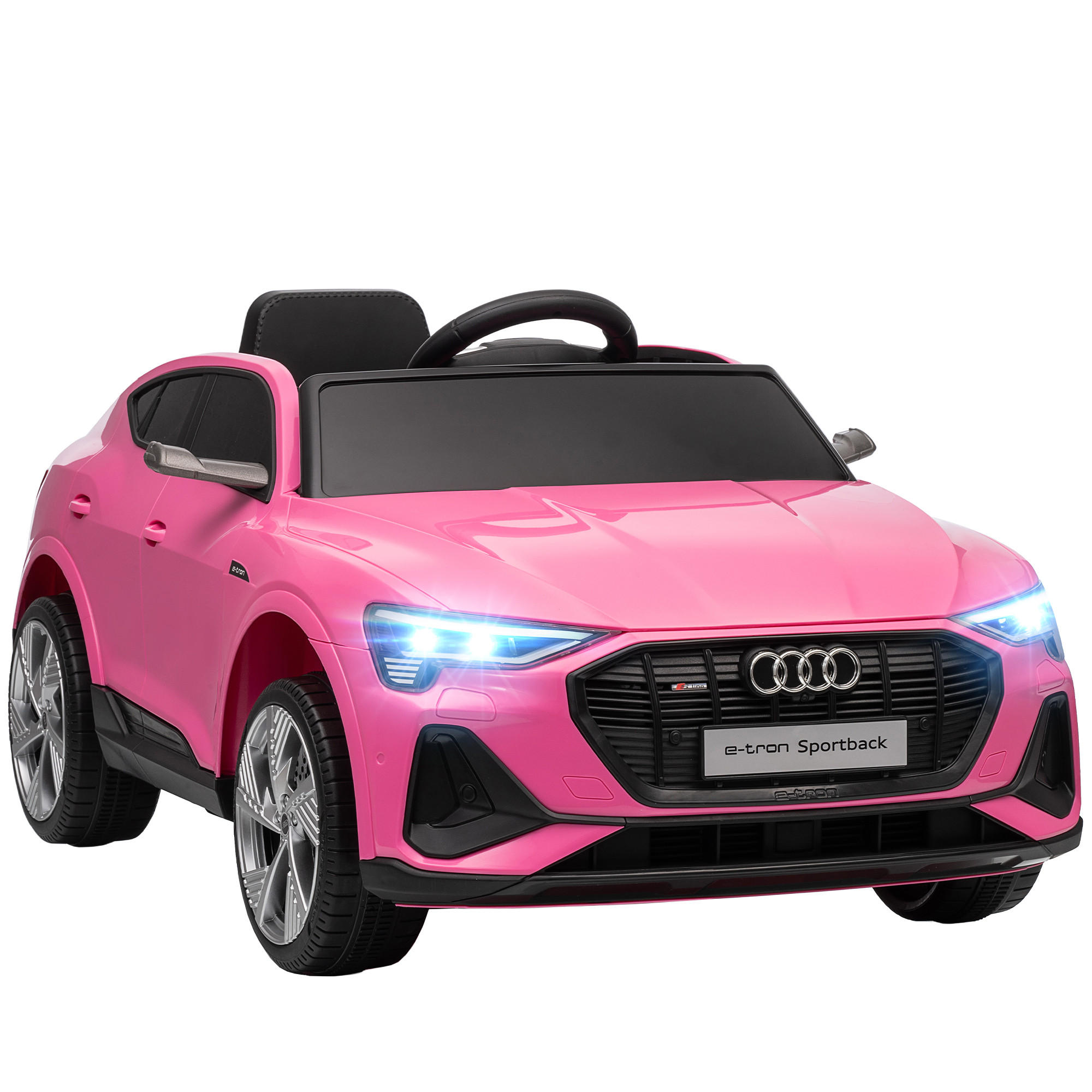HOMCOM DĚTSKÉ ELEKTROAUTO 12V – dvojitý motor, houkačka, hudba, LED světlomety, zadní světla, od 3 let, růžové