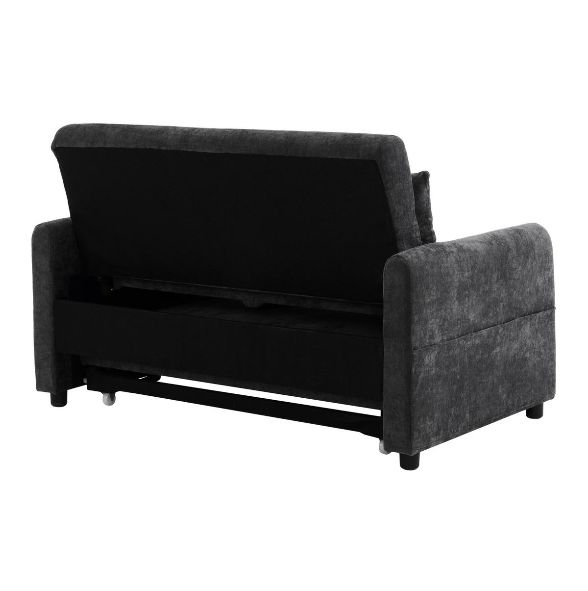 SCHLAFSOFA Doppel mit Schlaffunktion verstellbarer Rückenlehne Handyhalter & USB-Anschluss Grau 129/163/81 cm - Grau, Textil (129/81/76cm) - OKWISH