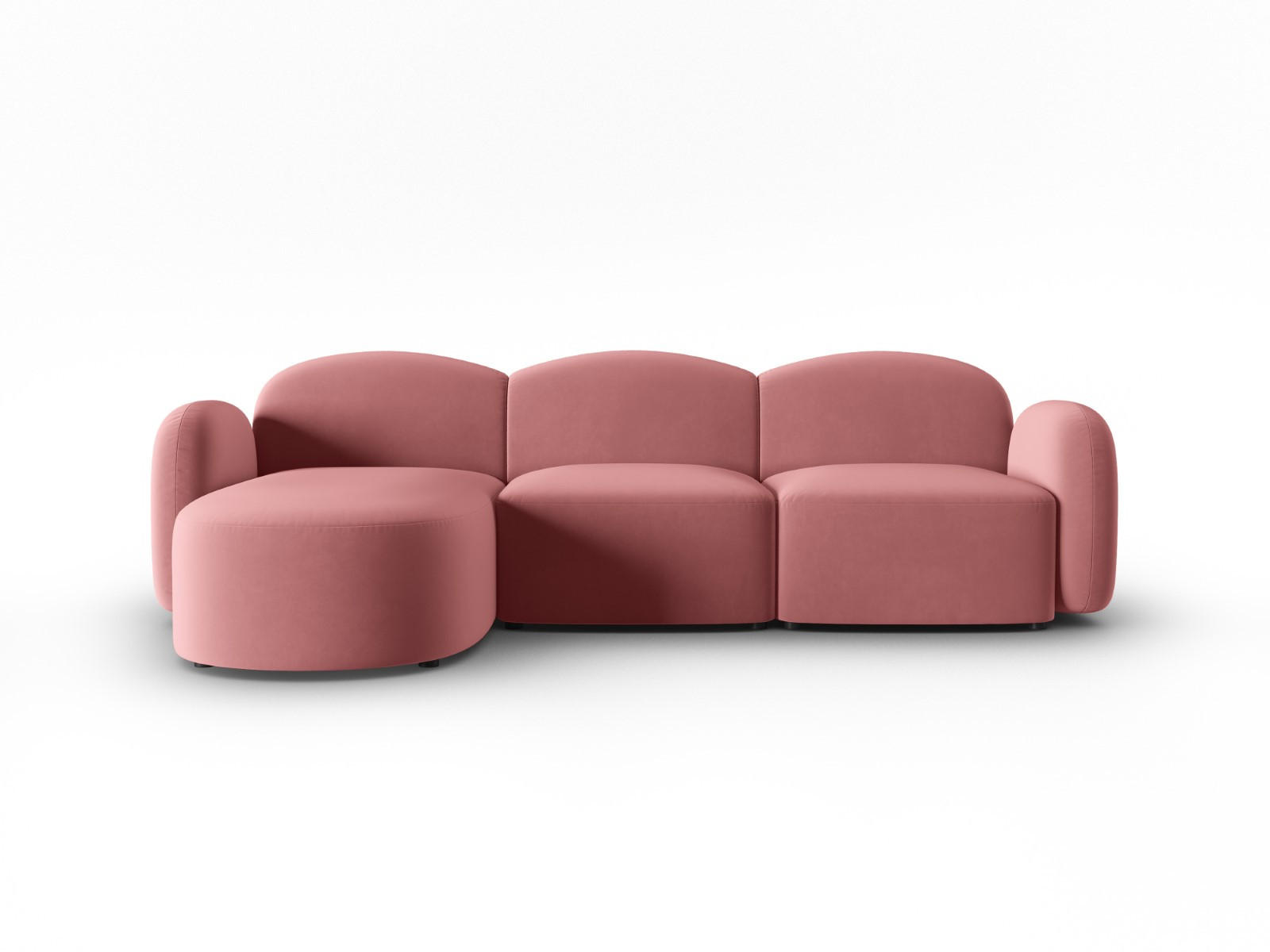 ECKSOFA links Blair aus Samt lachs 4 Sitzplätze - Pink, Textil (155/272cm) - Micadoni