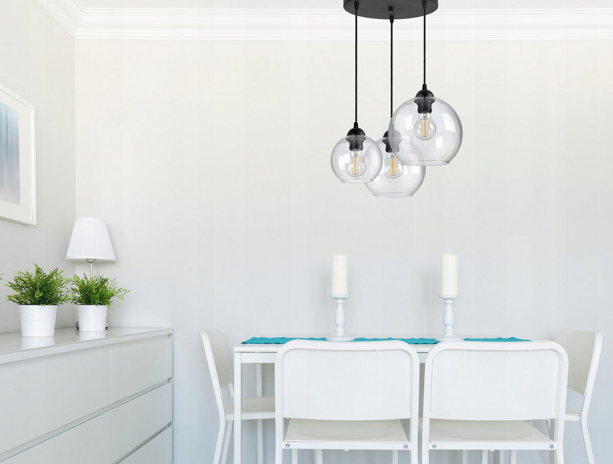 PENDELLEUCHTE HAGEN - Transparent/Schwarz, Glas/Metall (45/45/80cm) - kiki design