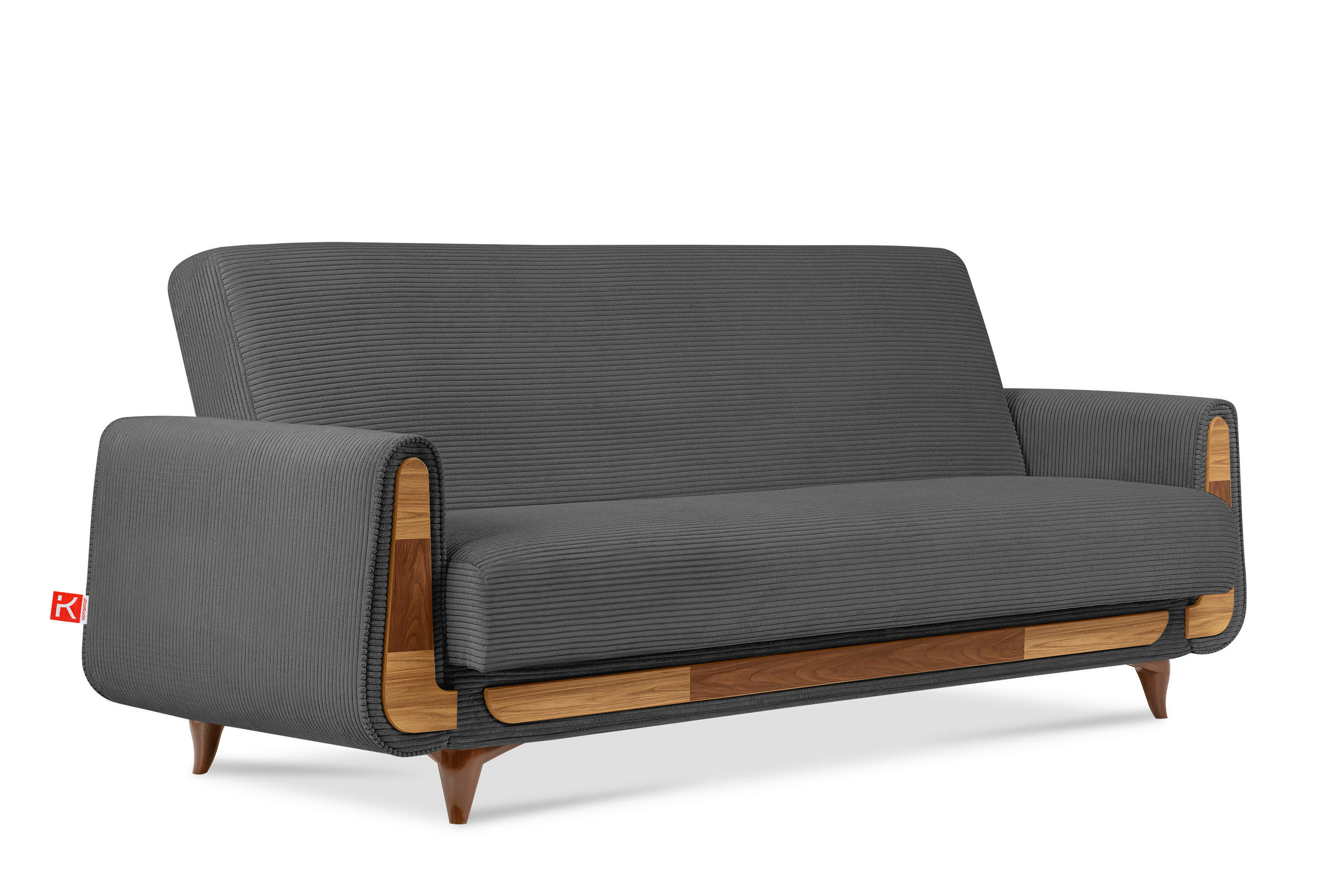 3-SITZER-SCHLAFSOFA GUSTAVO II mit Armlehnen, Dunkelgrau - Dunkelgrau, Holz/Holzwerkstoff (230/98/98cm) - KONSIMO®