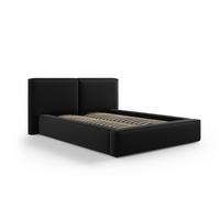 BETT mit Bettkasten und Kopfteil Jodie aus Samt schwarz 140x200cm - Schwarz, Textil (140/200cm) - Micadoni