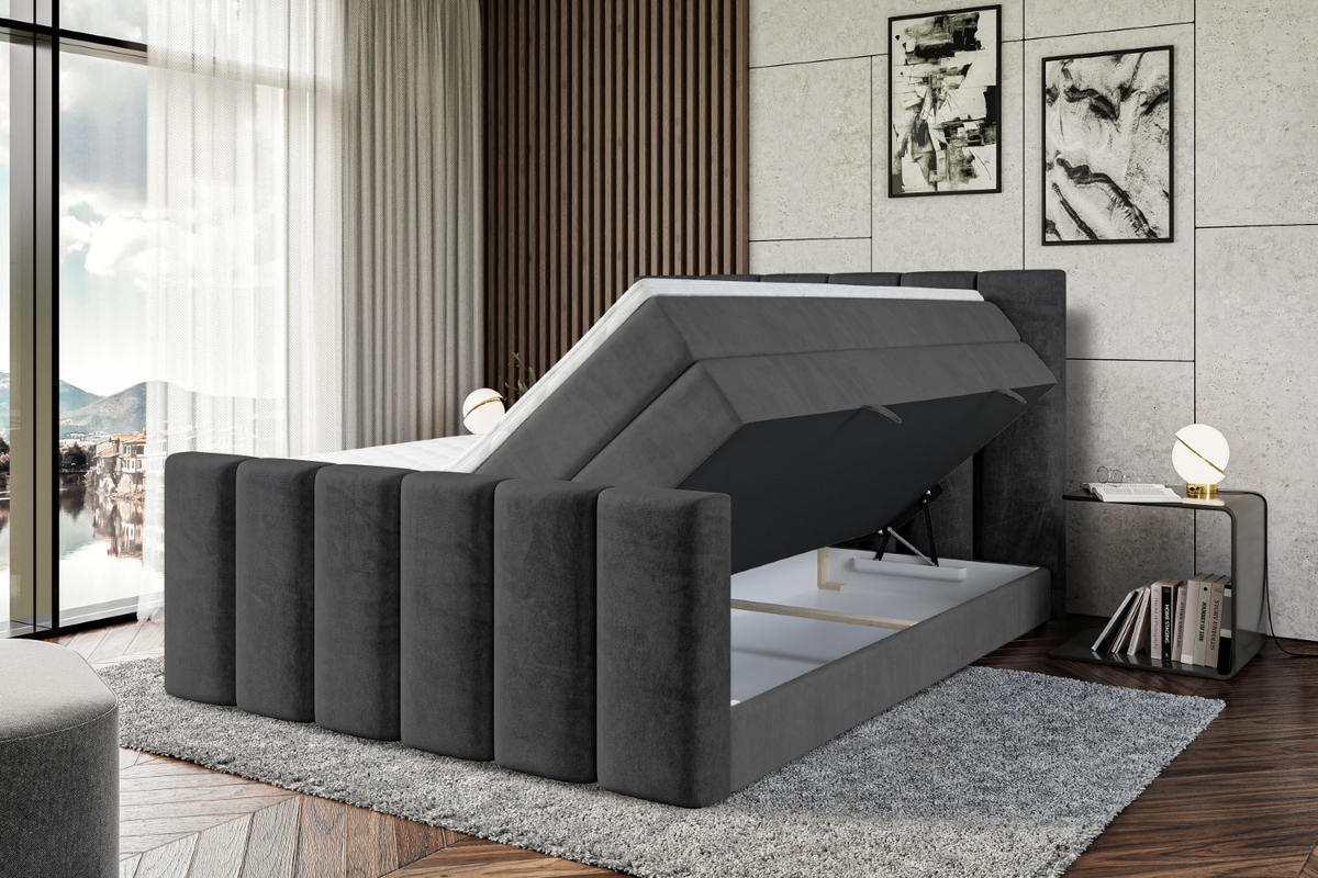 BOXSPRINGBETT BOXI1-Z KING - 160x200 - H3/H4 - Schwarz - Schwarz, Holzwerkstoff (160/200cm) - ALTDECOR