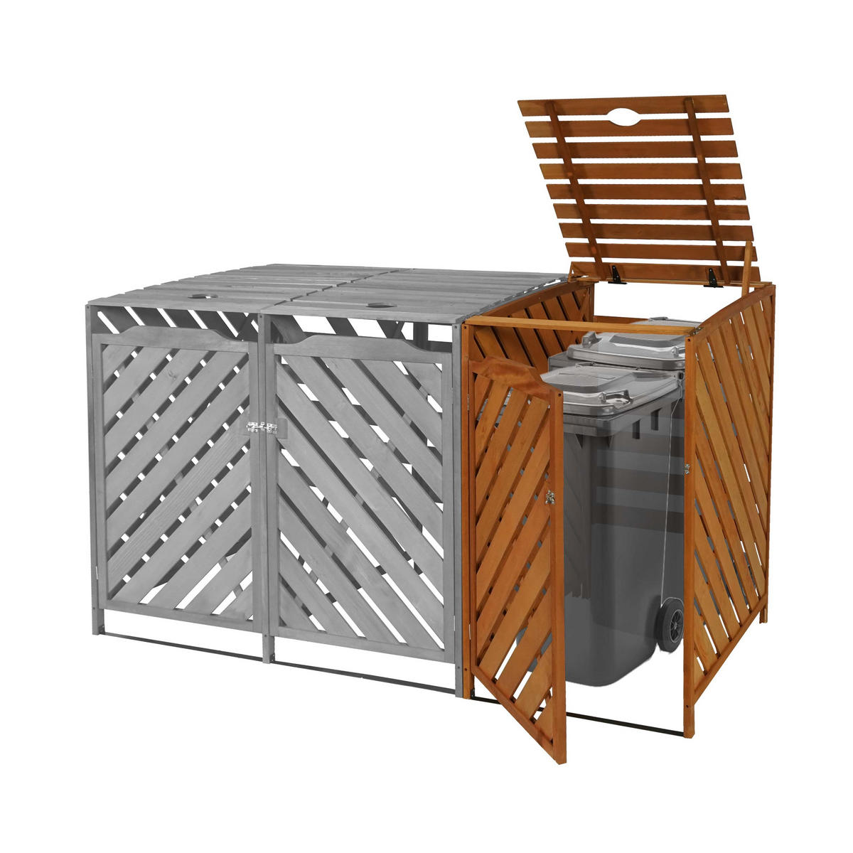 MÜLLTONNENBOX ERWEITERUNG Braun - Braun, Holz (68/120/98cm) - MCW