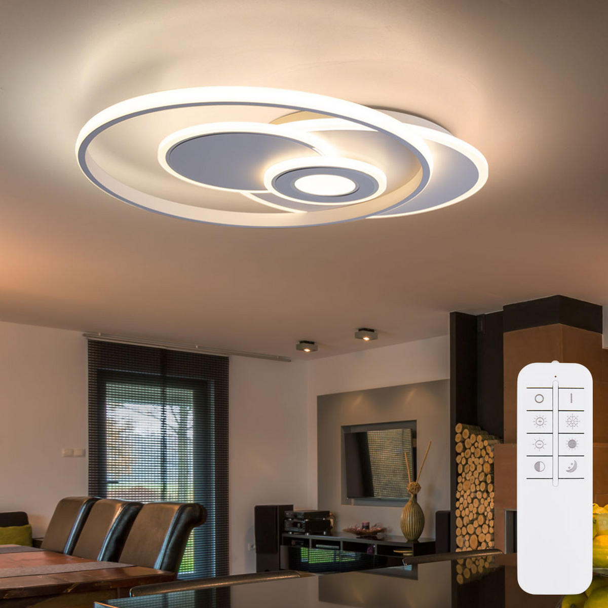 LED DECKENLEUCHTE Metall Weiß Chromring - Weiß, Metall (54/46/6cm) - Globo Lighting