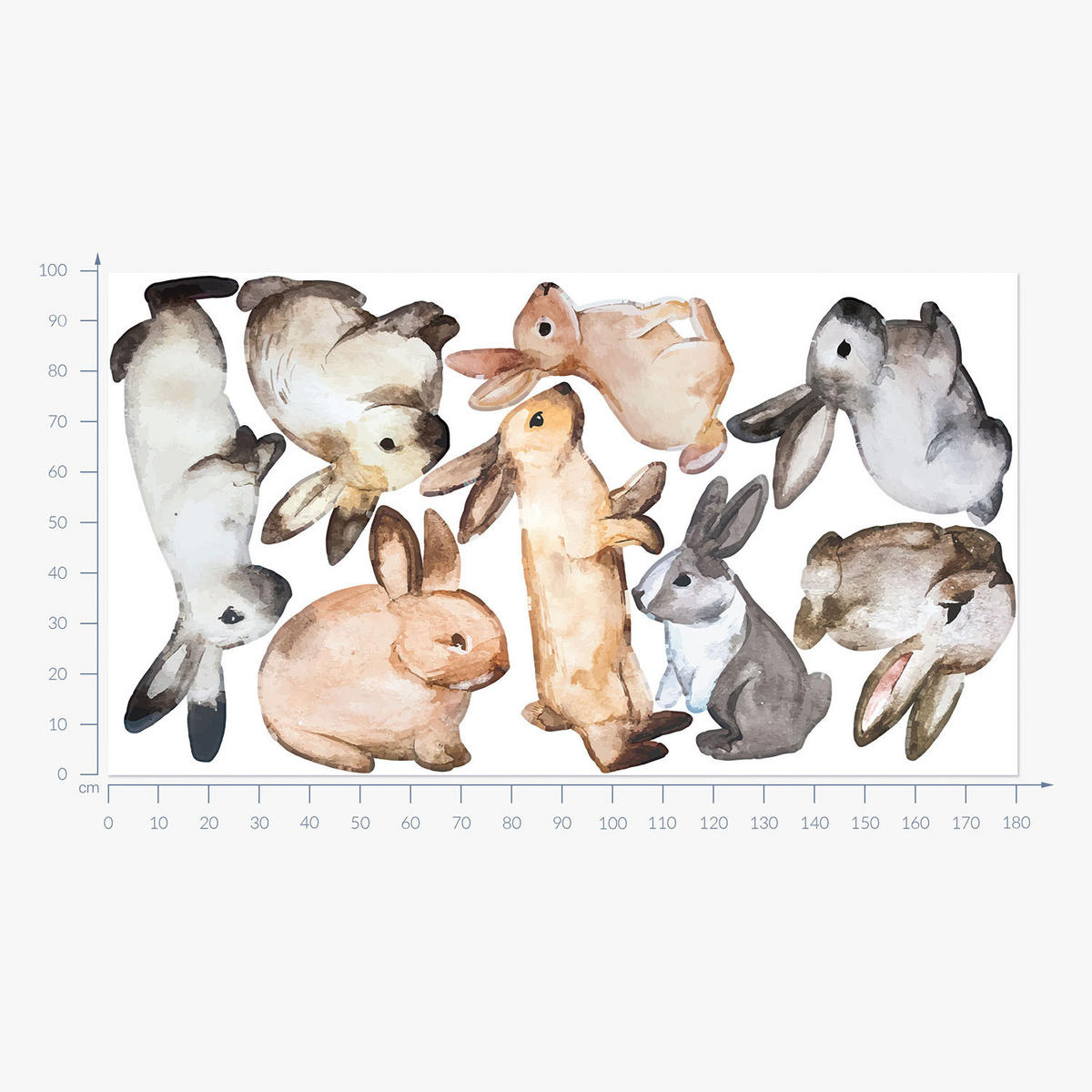 WANDAUFKLEBER 100x181cm - Hasenland - Multicolor, Kunststoff (100/181/0.1cm) - Wallfluent