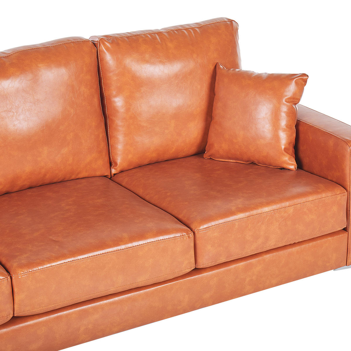 3-SITZER-SOFA Kunstleder Braun Gavle - Goldfarben, Textil (183/83/78cm) - Beliani