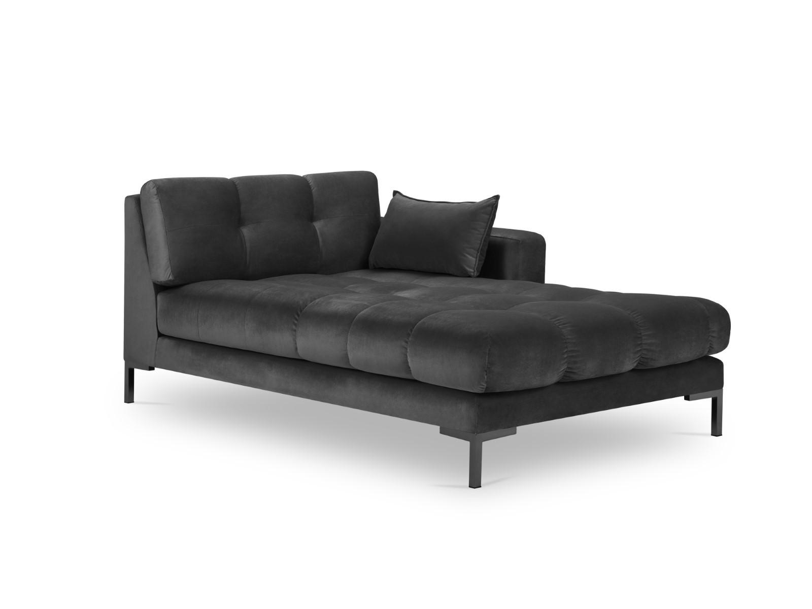 CHAISELONGUE rechts Mamaia aus Samt dunkelgrau - Dunkelgrau, Textil (102/75/185cm) - Micadoni