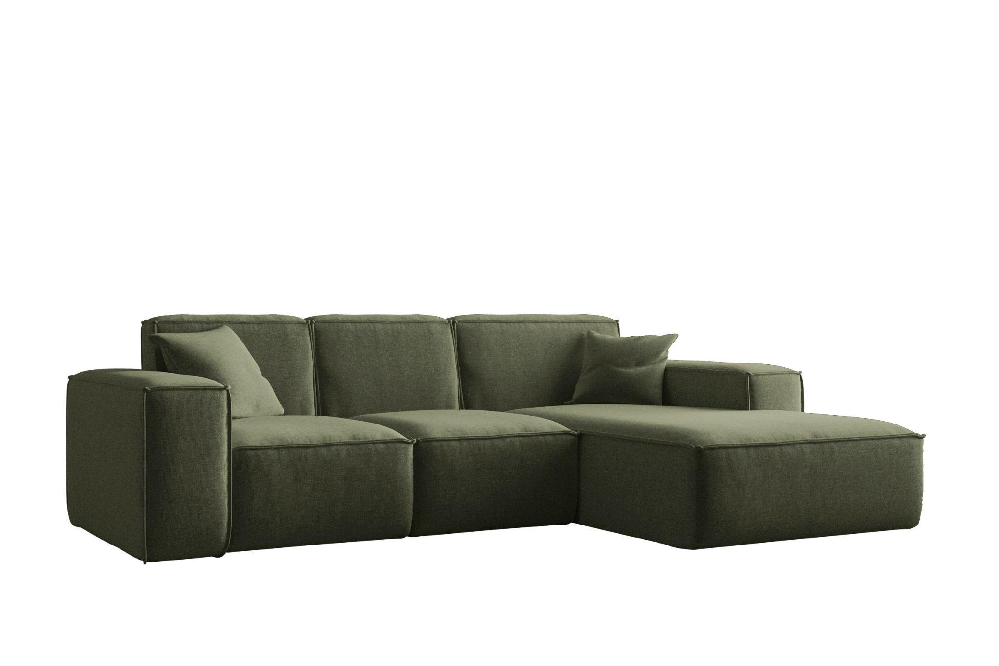 ECKSOFA L-Form Siena Stoff Maloy Grün Rechts - Grün, Holz (266/165cm) - Kaiser Möbel