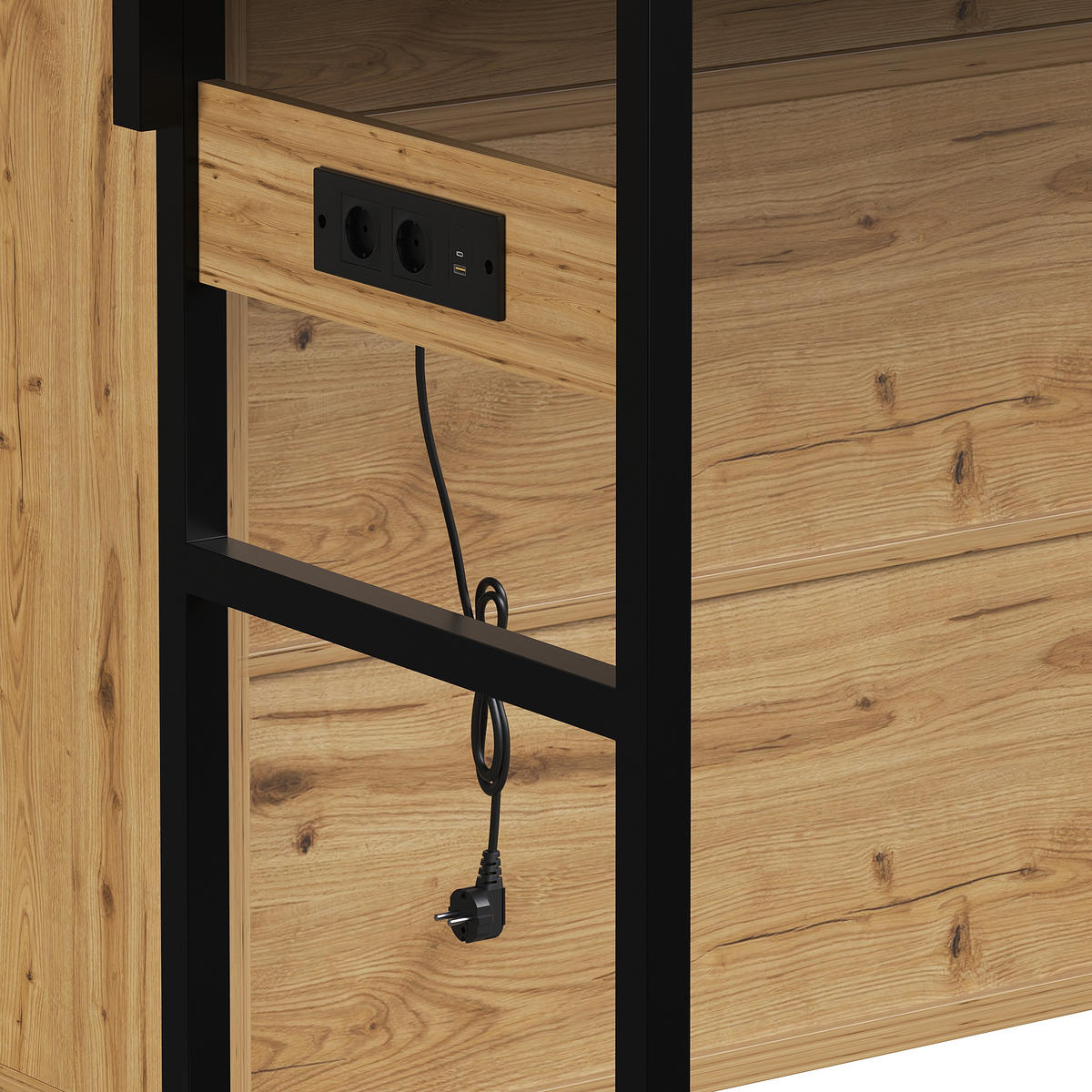 BUFFETSCHRANK Holzfarben 107/62/183 cm - Naturfarben, Holz (107/183/62cm) - PANGIVO