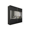 KLEIDERSCHRANK mit Spiegel-Schiebetüren und Aluminium-Leisten, LED-Beleuchtung - CELI - 200 cm Schwarz - Schwarz, Holzwerkstoff (200/216/61cm) - ALTDECOR