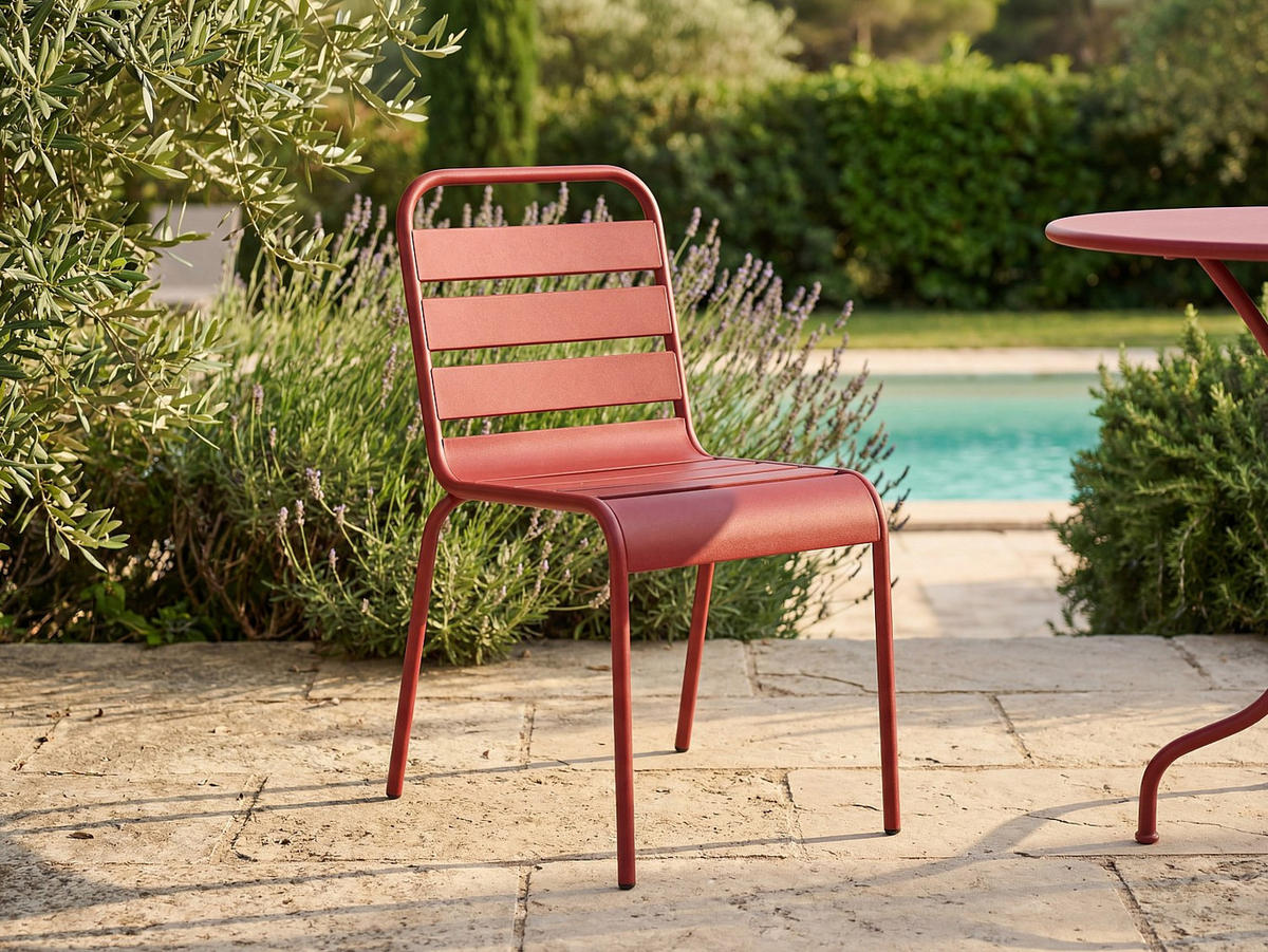 GARTENSTUHL - 47.5cm x 59cm - Stahl - rot - MIRMANDE - Rot, Metall (47.5/79/59cm) - Vente-Unique