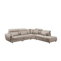 ECKSOFA mit verstellbaren Kopflehnen und Nosagfederung - Sandfarben, Textil (285/339cm) - ed exciting design