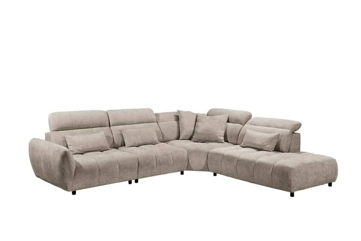 ECKSOFA mit verstellbaren Kopflehnen und Nosagfederung - Sandfarben, Textil (285/339cm) - ed exciting design