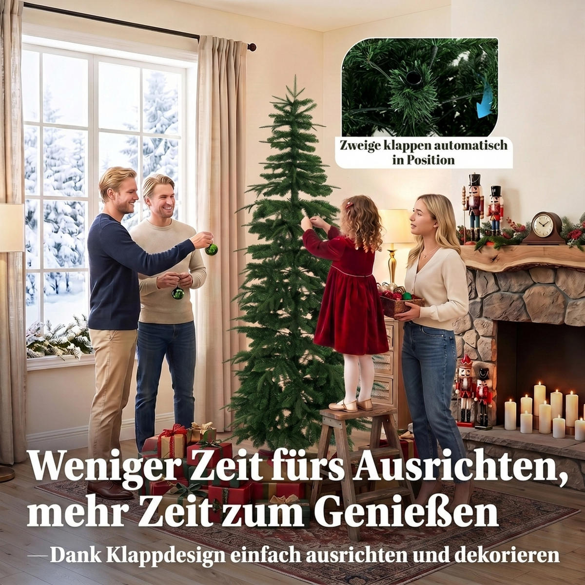 KÜNSTLICHER-WEIHNACHTSBAUM PE PVC Grün - Grün, Kunststoff (210cm) - HOMCOM