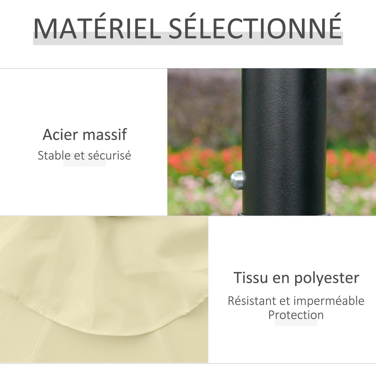 SONNENSCHIRN DE-11580 rund mit LED Neigbar Beige - Beige, Metall (265/265cm) - ComfortXL