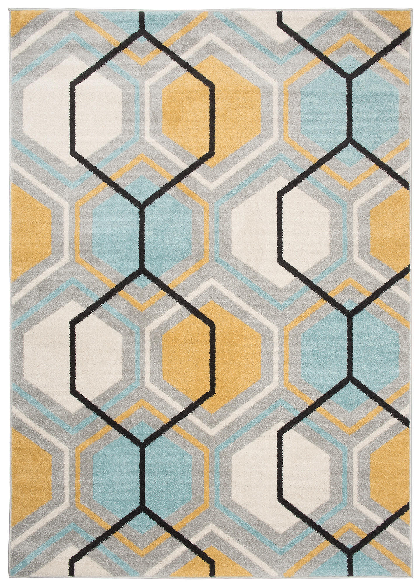 TEPPICH LAZUR Grau 200/290 cm - Currygelb/Hellblau, Kunststoff (200/290cm) - Tapiso