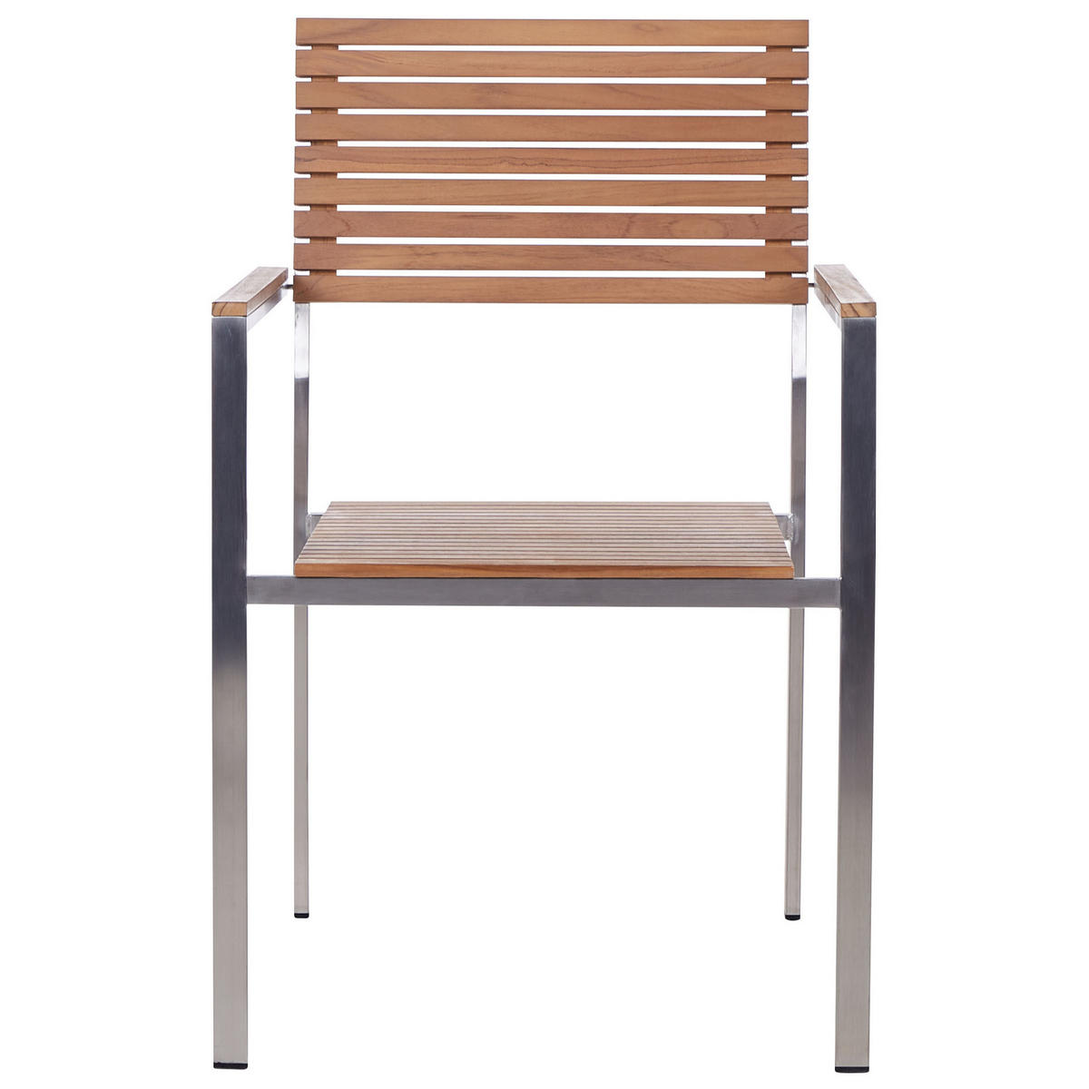 GARTENSTUHL 6er-Set Braun Viareggio - Silberfarben/Braun, Holz (50/86/50cm) - Beliani