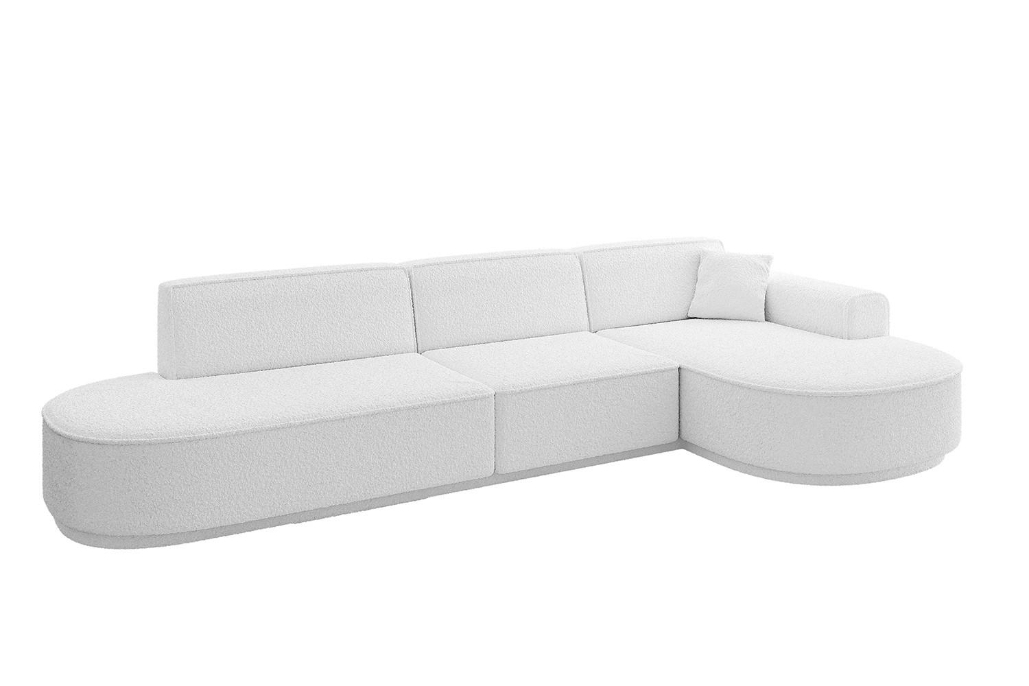 ECKSOFA Ottomane Rechts MARI-L2 - 317x163x81 cm Weiß Bouclé - Schwarz/Weiß, Holzwerkstoff/Kunststoff (317/163cm) - ALTDECOR