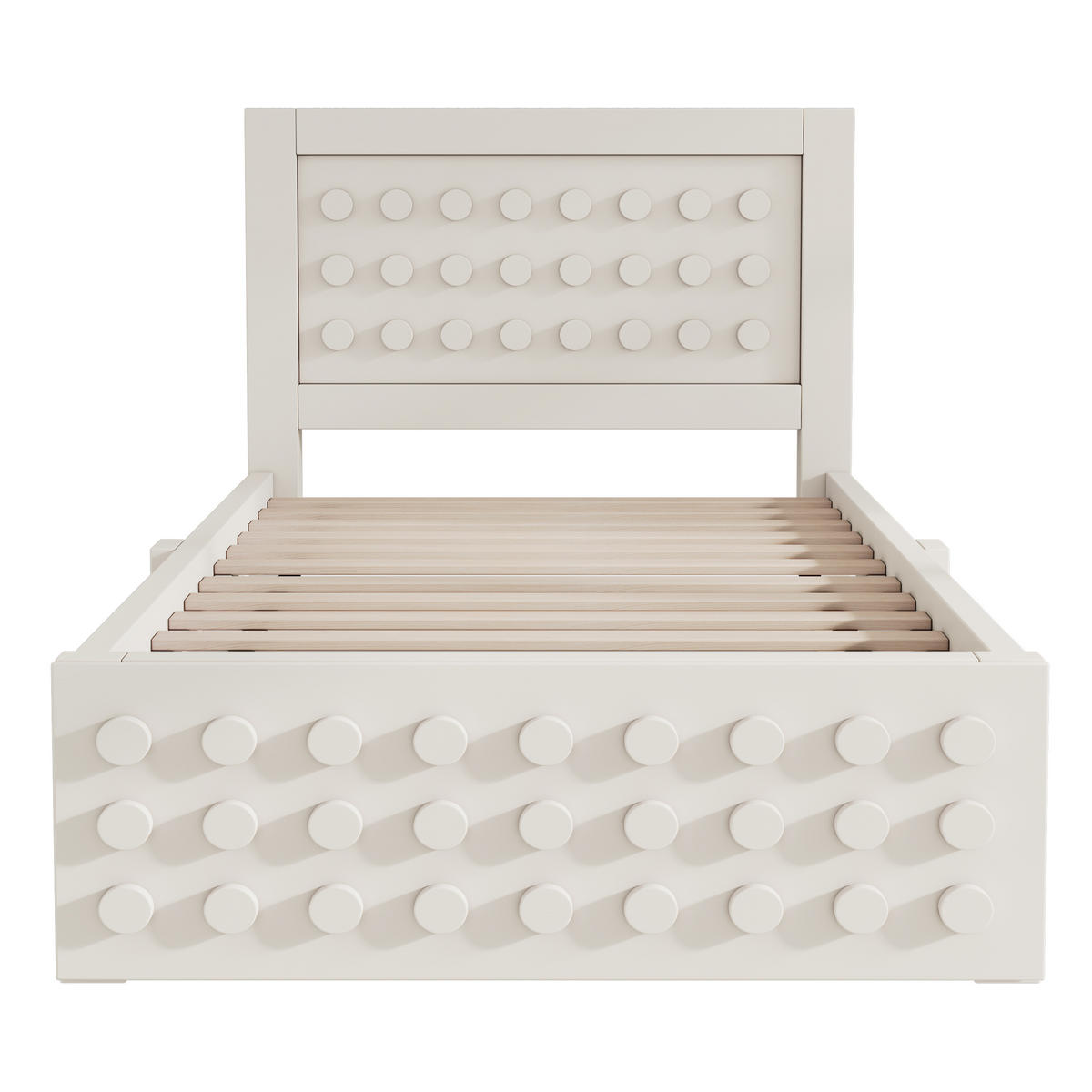 KINDERBETT 90/200 cm Weiß mit Stauraum und kreativem Blockdesign - Weiß, Holz (90/200cm) - OKWISH