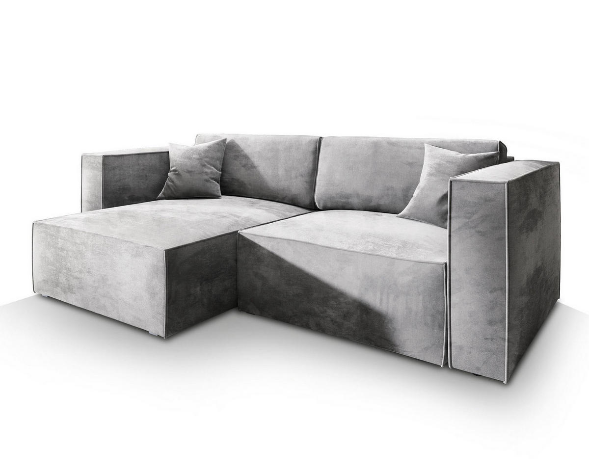 ROHOVÁ SEDAČKA NERIO světle šedá - šedá/světle šedá, dřevo/textil (245/148cm) - MASSENO