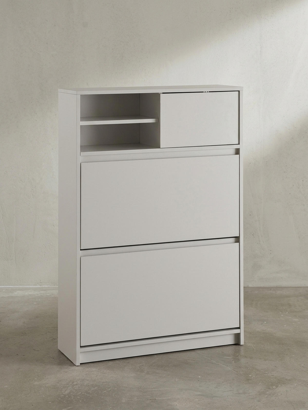 SCHUHSCHRANK – Weiß, 71x110x24 cm, Schuhkipper geschlossen, mit Ablage - Weiß, Metall (71/110/24cm) - KADIMA DESIGN