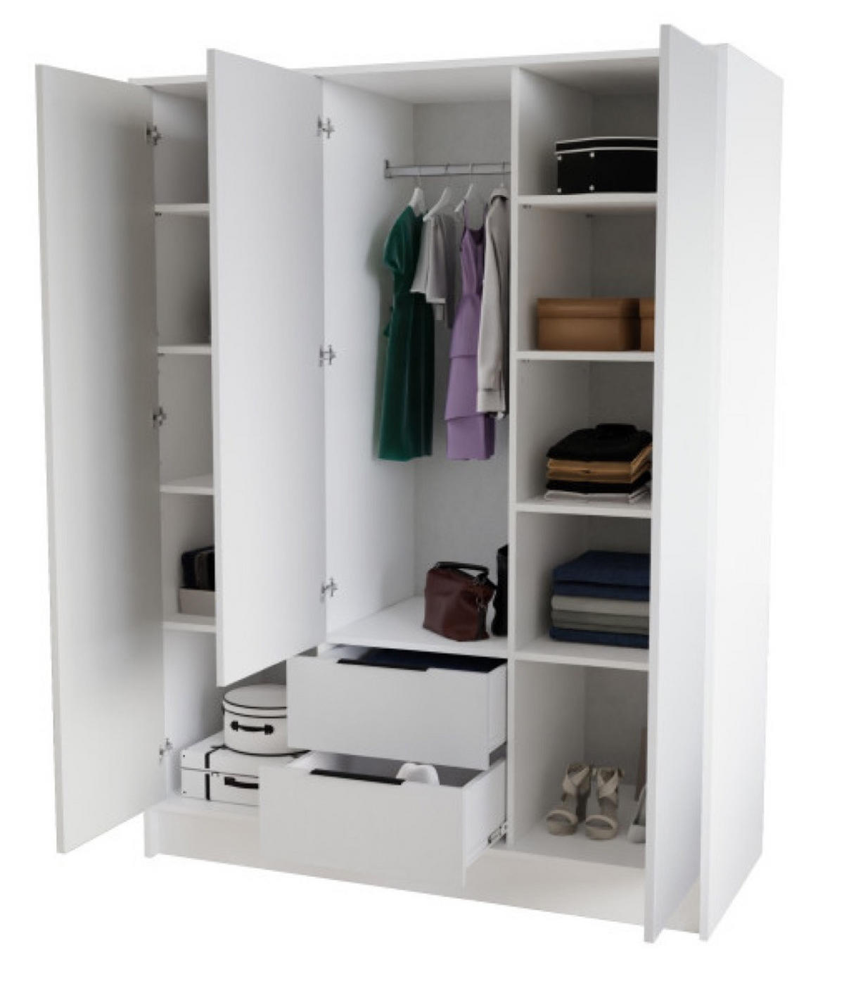 SCHRANK Schwarz Weiß Nikola Mit Verstellbaren Regalen 150 cm - Schwarz/Weiß, Holzwerkstoff (150.5/200/51cm) - Sepro Meble