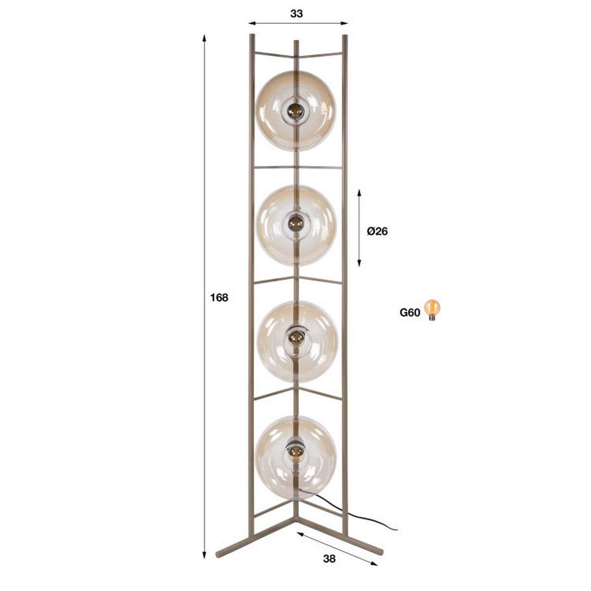 STEHLEUCHTE Halo Beige 20/33/168 cm - Beige, Textil (20/33/168cm) - Hoyz Collection