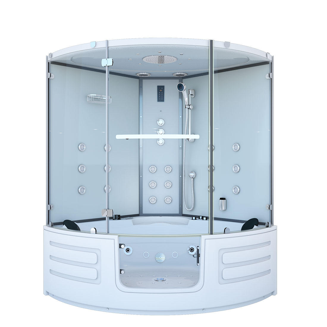 DAMPFDUSCHE Whirlpool K70-WS-TH-SC - Weiß, Glas/Kunststoff (150/150/217cm) - AcquaVapore by Sandra Jentho