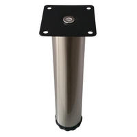 MÖBELFUSS 200mm Edelstahloptik höhenverstellbar +25mm Ø42 mm Möbelbein bis 50 kg - Edelstahlfarben, Metall (4.2/20/22.5cm) - Livingpoint24