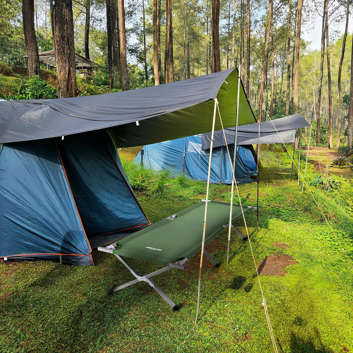 CAMPINGBETT 203/62/45 cm - Grün, Textil/Metall (203/45/62cm) - Outtec