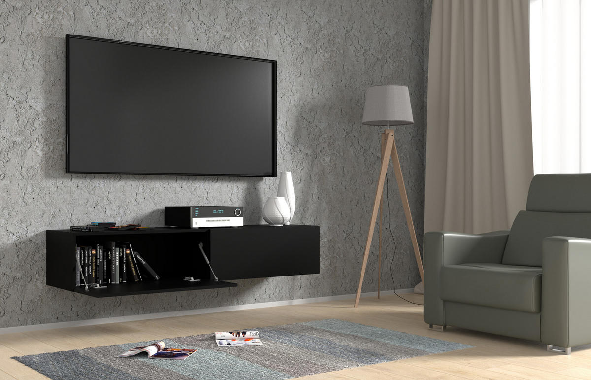 TV LOWBOARD Schwarz 160/30/40 - Schwarz, Holzwerkstoff (160/30/40cm) - RAUMHIRSCH FURNITURE