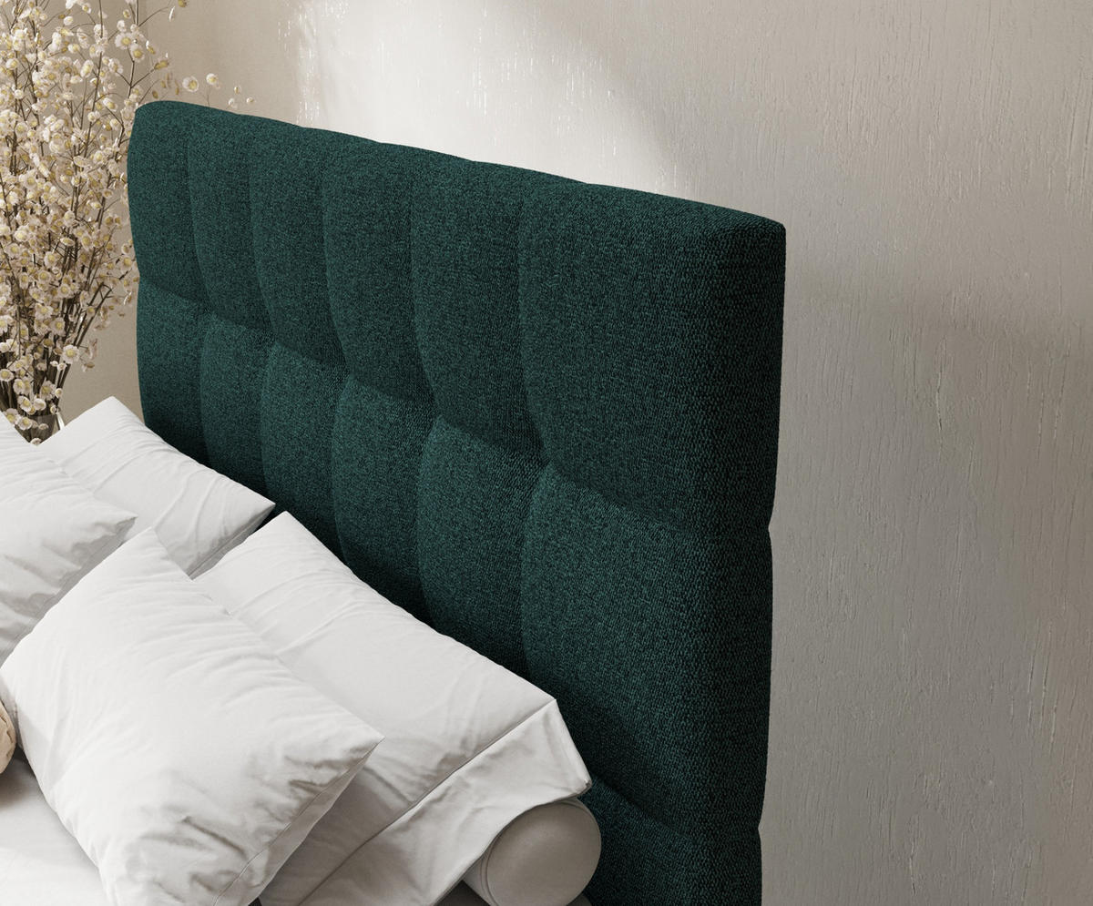 BOXSPRINGBETT Chanton Grün 180/200 cm mit Latex-Topper - Silberfarben/Grün, Holz/Holzwerkstoff (180/200cm) - Maison de Reve
