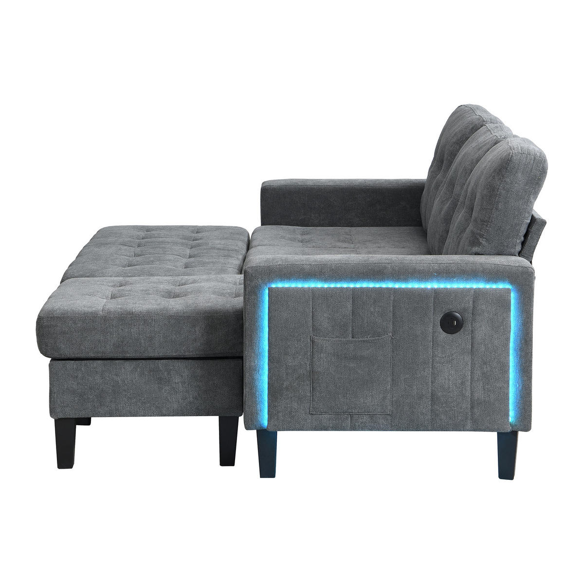 ECKSCHLAFSOFA 185/135/85 cm Antikgrau - Grau, Textil (135/185cm)