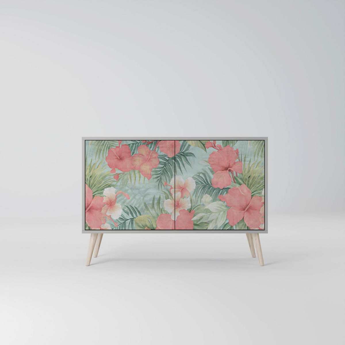 SIDEBOARD HAWAIIAN SPIRIT, Eicheneffekt, 111x42x77,5 cm, 2 Türen - Eichefarben/Buchefarben, Holzwerkstoff/Buchenholz (111/77.5/42cm) - SpaceRebels