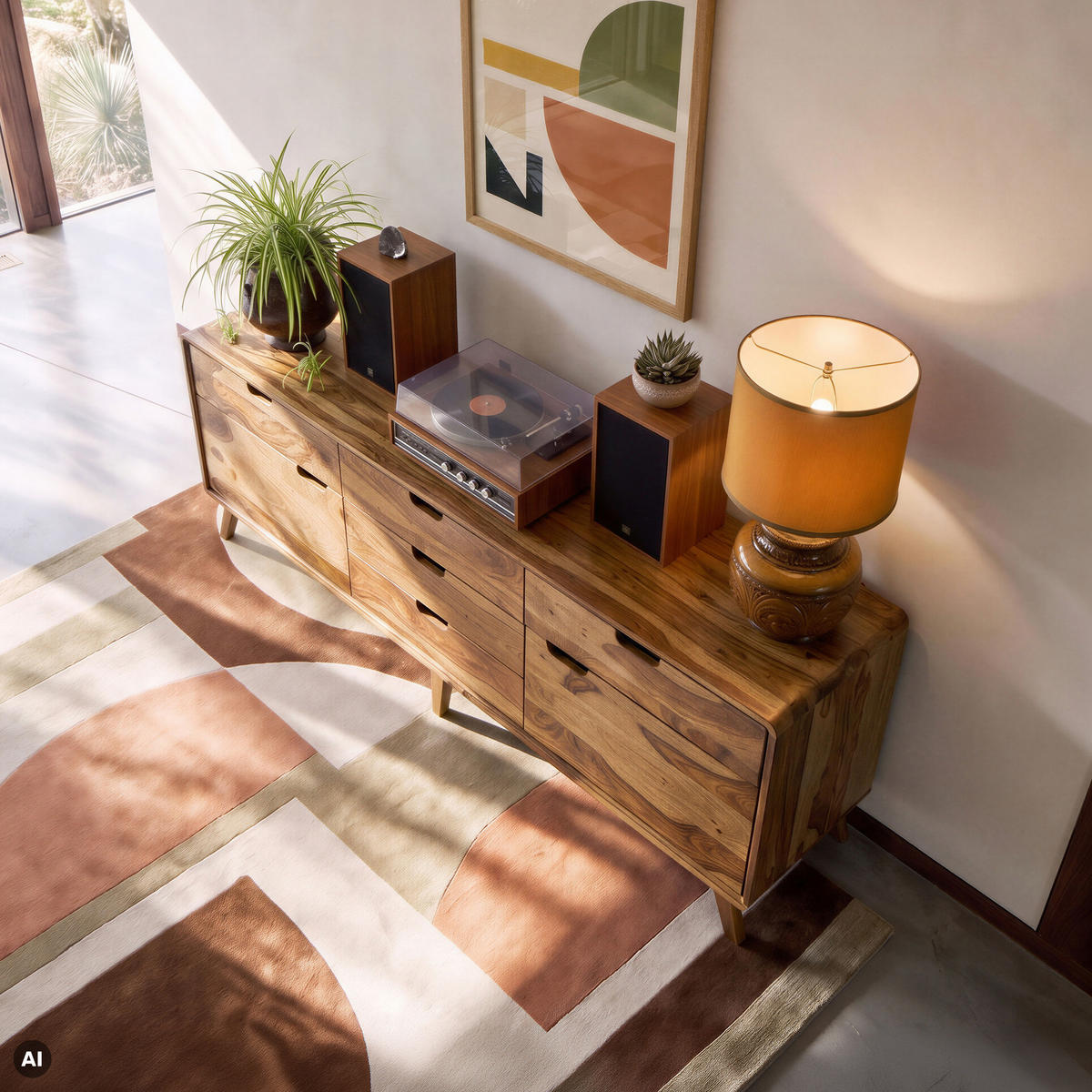 SIDEBOARD Sheesham 200x40x65 natur sandgestrahlt lackiert MALMÖ 2 #230 - Naturfarben, Holz (200/65/40cm) - Massivmoebel24