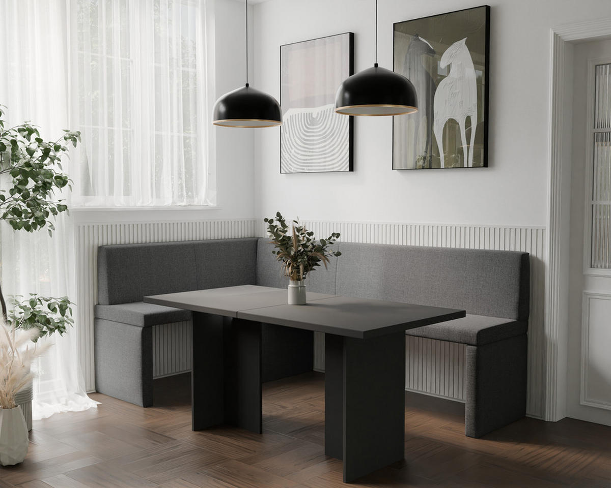 ECKBANK links OWEN Webstoff, 128/168 cm Dunkelgrau - Dunkelgrau, Holz/Textil (128/168cm) - Idohome