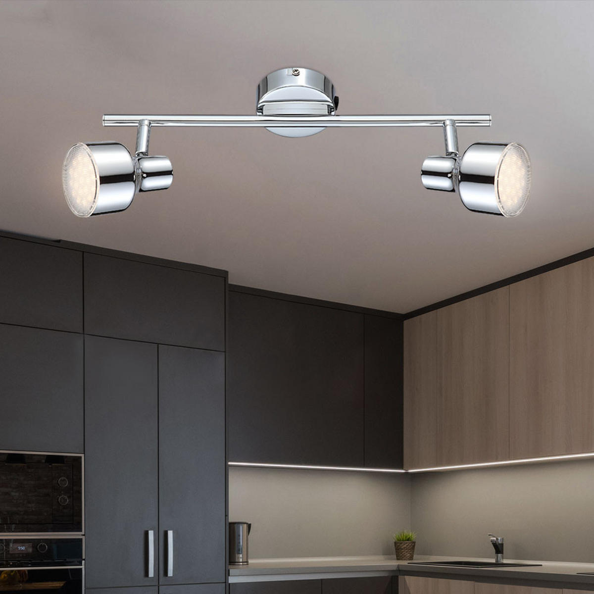 LED DECKENLEUCHTE ROIS Silber Chrom - Silberfarben, Metall (38/8/1cm) - Globo Lighting