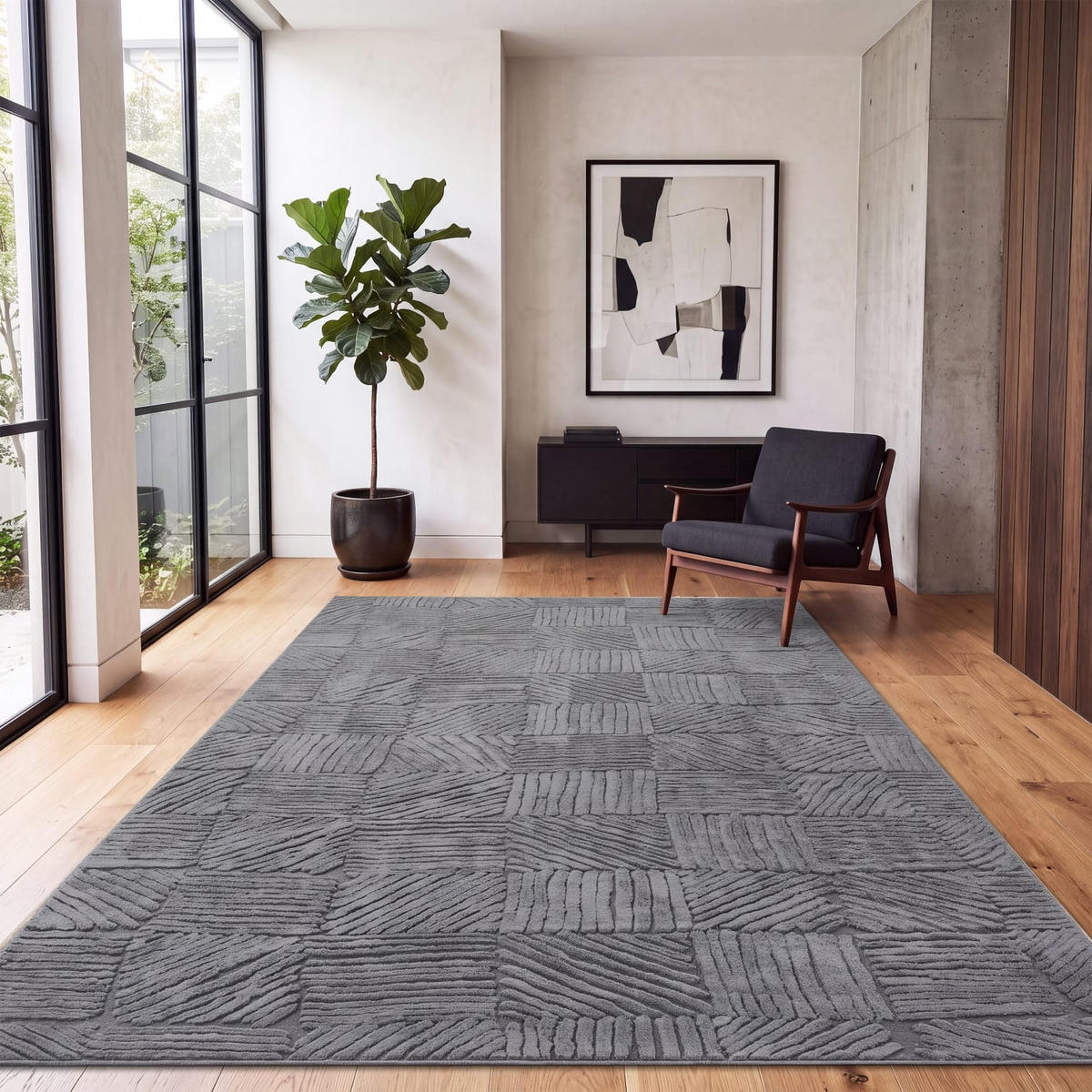KURZFLORTEPPICH 120/160 cm Lelystad 529 - Anthrazit, Kunststoff (120/160cm) - Paco Home