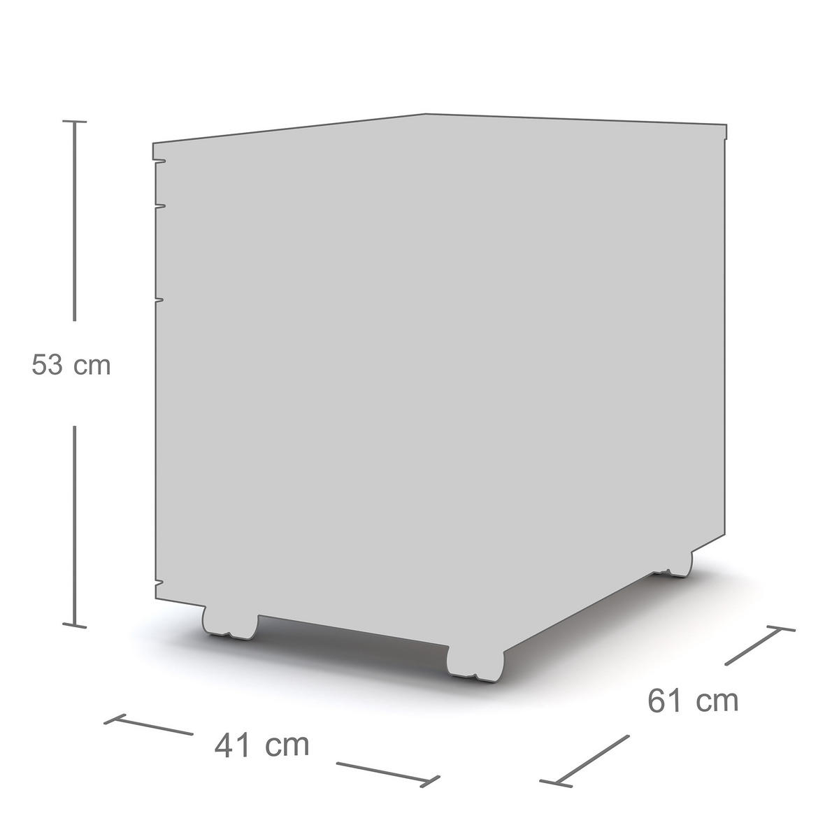 ROLLCONTAINER Pontis mit 3 Schubladen mit Griffen und Zentralverschluss - Weiß, Holz (41.5/53.3/58.4cm) - ASSMANN