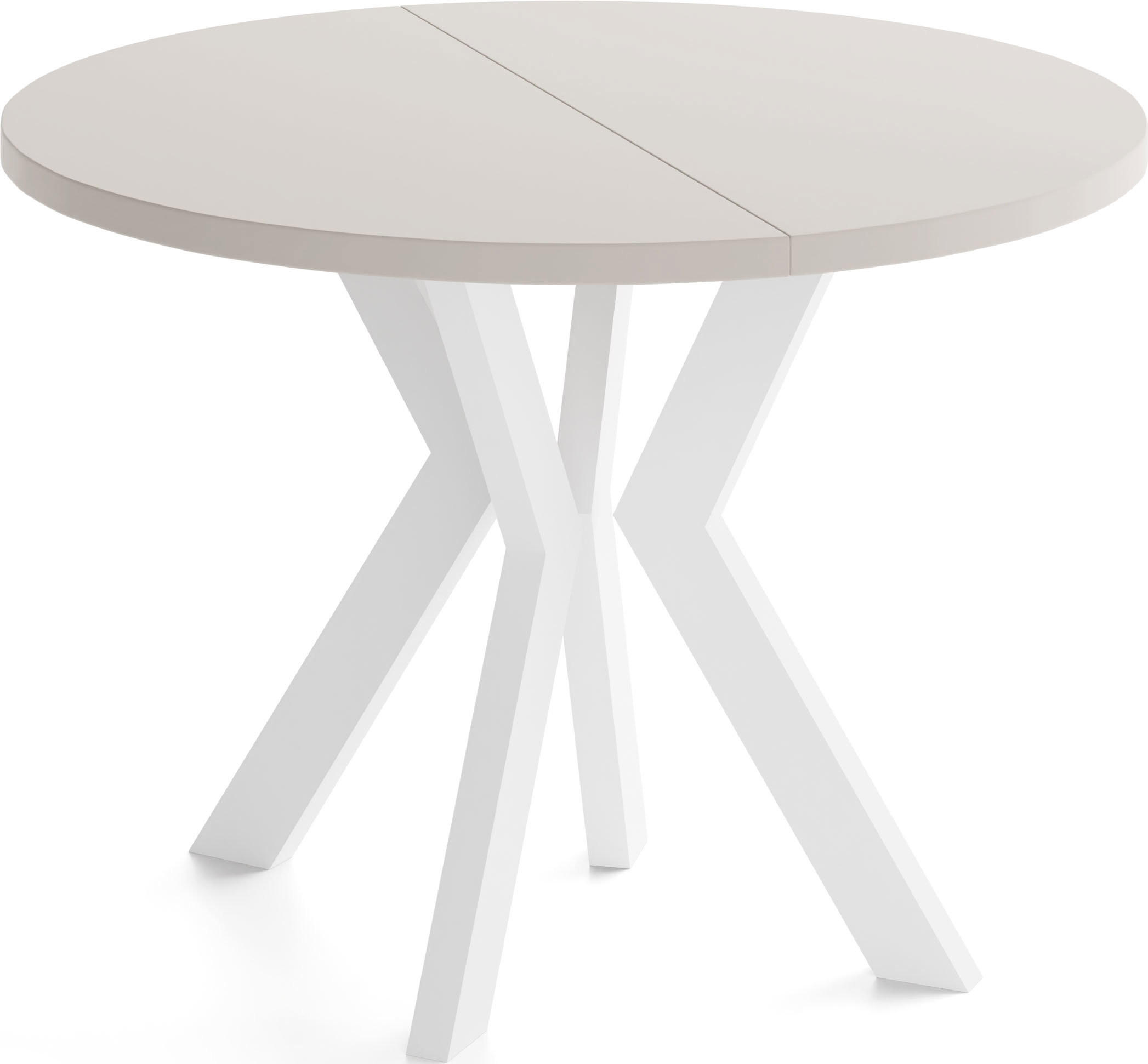 ESSTISCH Savio Weiß rund ausziehbar verlängerbar XXL, Kaschmir 100-200/100/77 cm - Kaschmir/Beige, Holz/Holzwerkstoff (100/200/77cm) - WFL GROUP