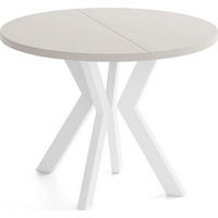 ESSTISCH Savio Weiß rund ausziehbar verlängerbar, Kaschmir 90-190/90/77 cm - Kaschmir/Beige, Holz/Holzwerkstoff (90/190/77cm) - WFL GROUP