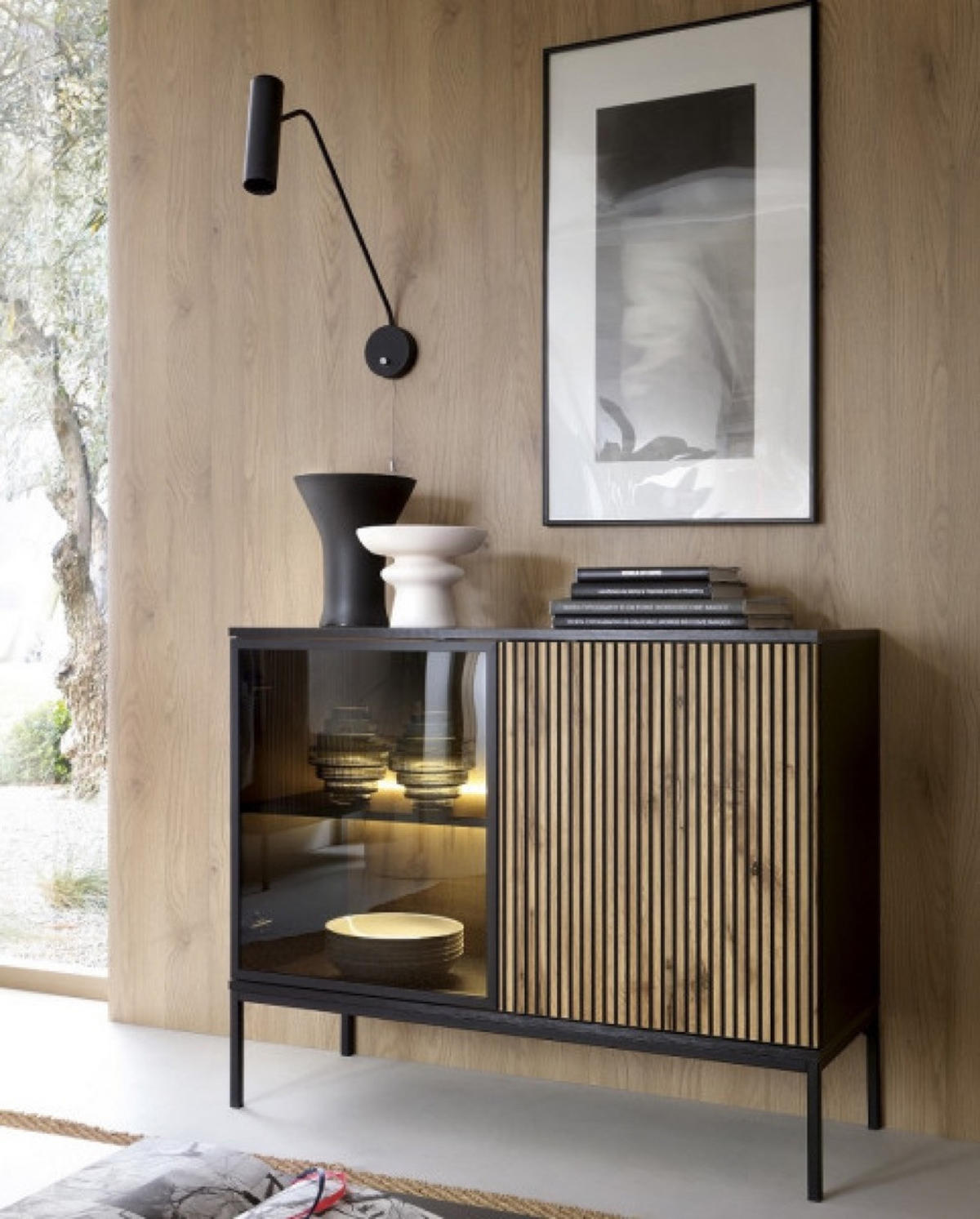 SIDEBOARD Transparent SANTI K104 Mit LED-Beleuchtung - Multicolor, Holzwerkstoff (104/83/39cm) - Sepro Meble