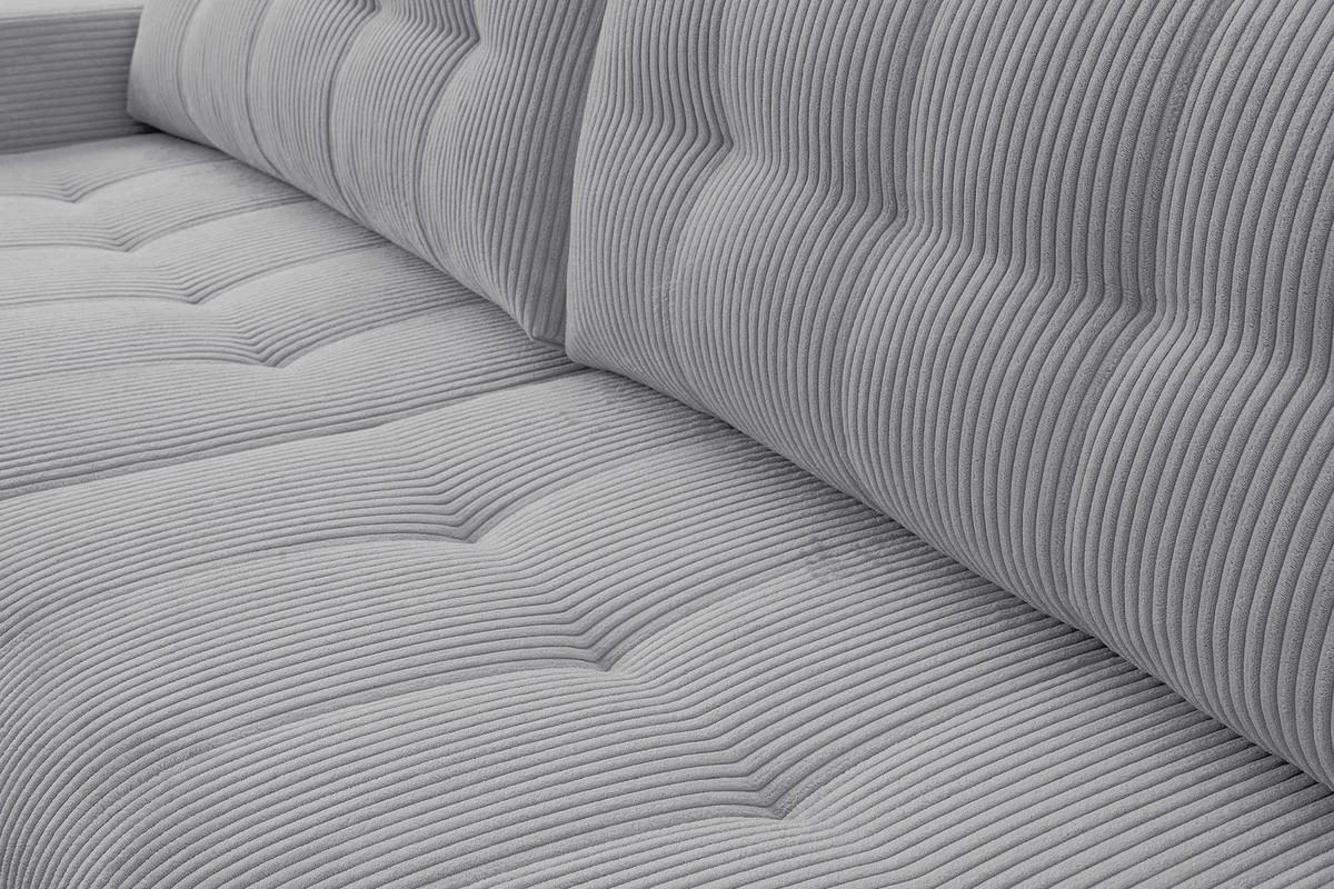 ECKSOFA Maillo Hellgrau Cord - Hellgrau/Schwarz, Kunststoff/Textil (245/143cm) - Selsey