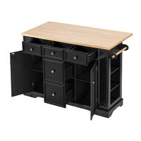 KUCHYŇSKÝ ostrůvek 130,5/40-65/92 cm s rozkládací pracovní deskou, úložným prostorem a nabíjecí stanicí, Černá - černá, kompozitní dřevo (130.5/92/65cm) - Redom