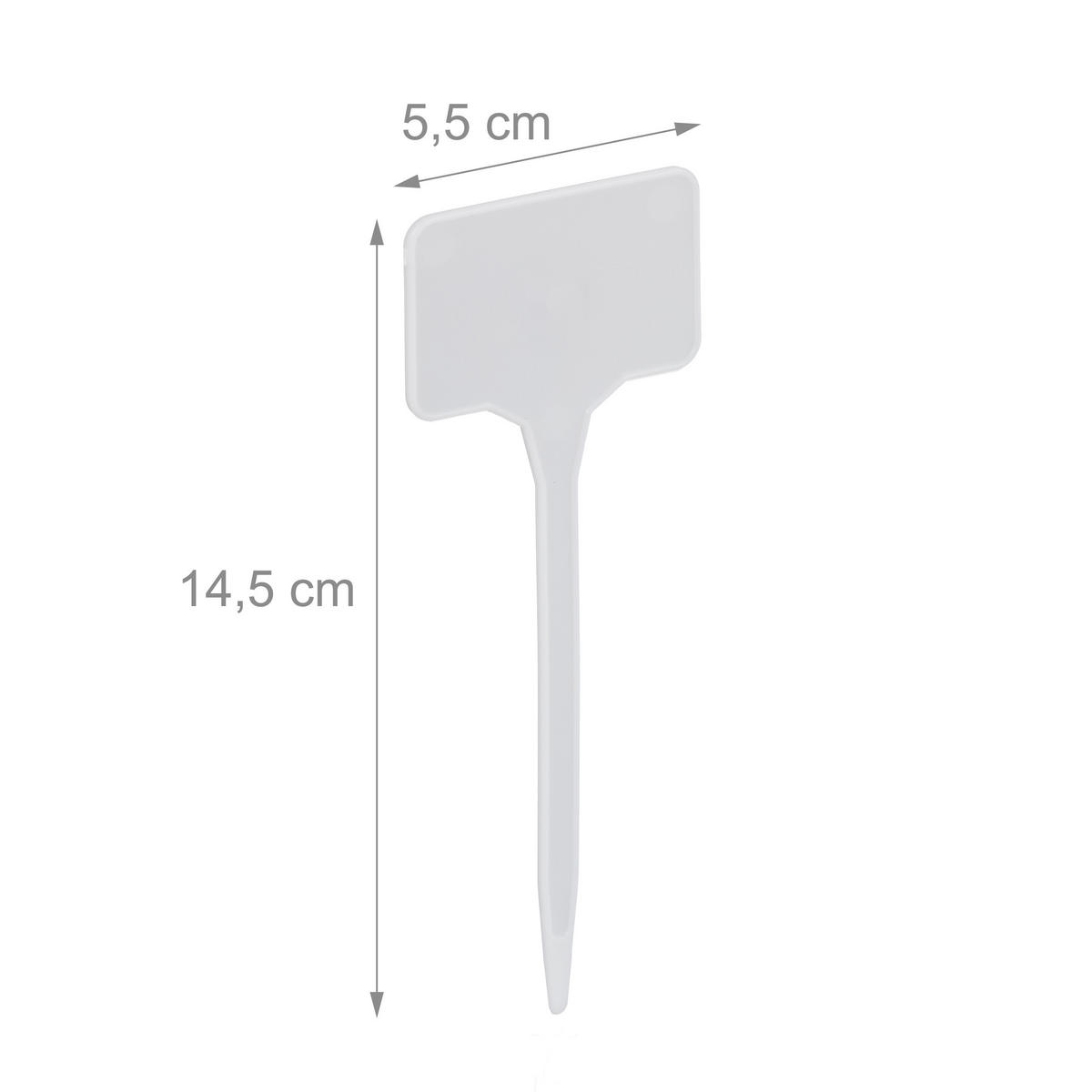 PFLANZSCHILDER Weiß 100er-Set beschriftbar - Weiß, Kunststoff (5.5/14.5/0.2cm) - Relaxdays