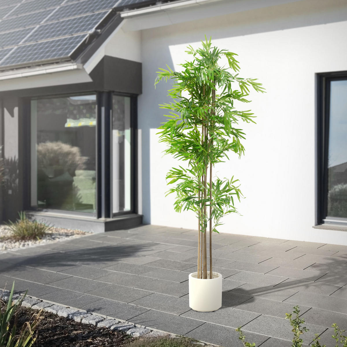 KUNSTPFLANZE Bambus - Anthrazit/Grün, Holz/Kunststoff (210cm) - ML-DESIGN