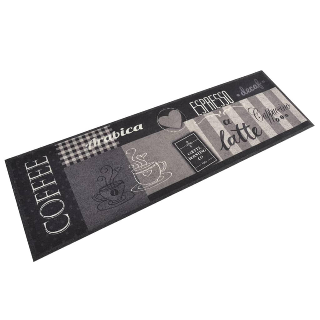 KÜCHENTEPPICH Waschbar Coffee Schwarz 60/180 Cm Samt - Schwarz, Kunststoff (60/180cm) - vidaXL