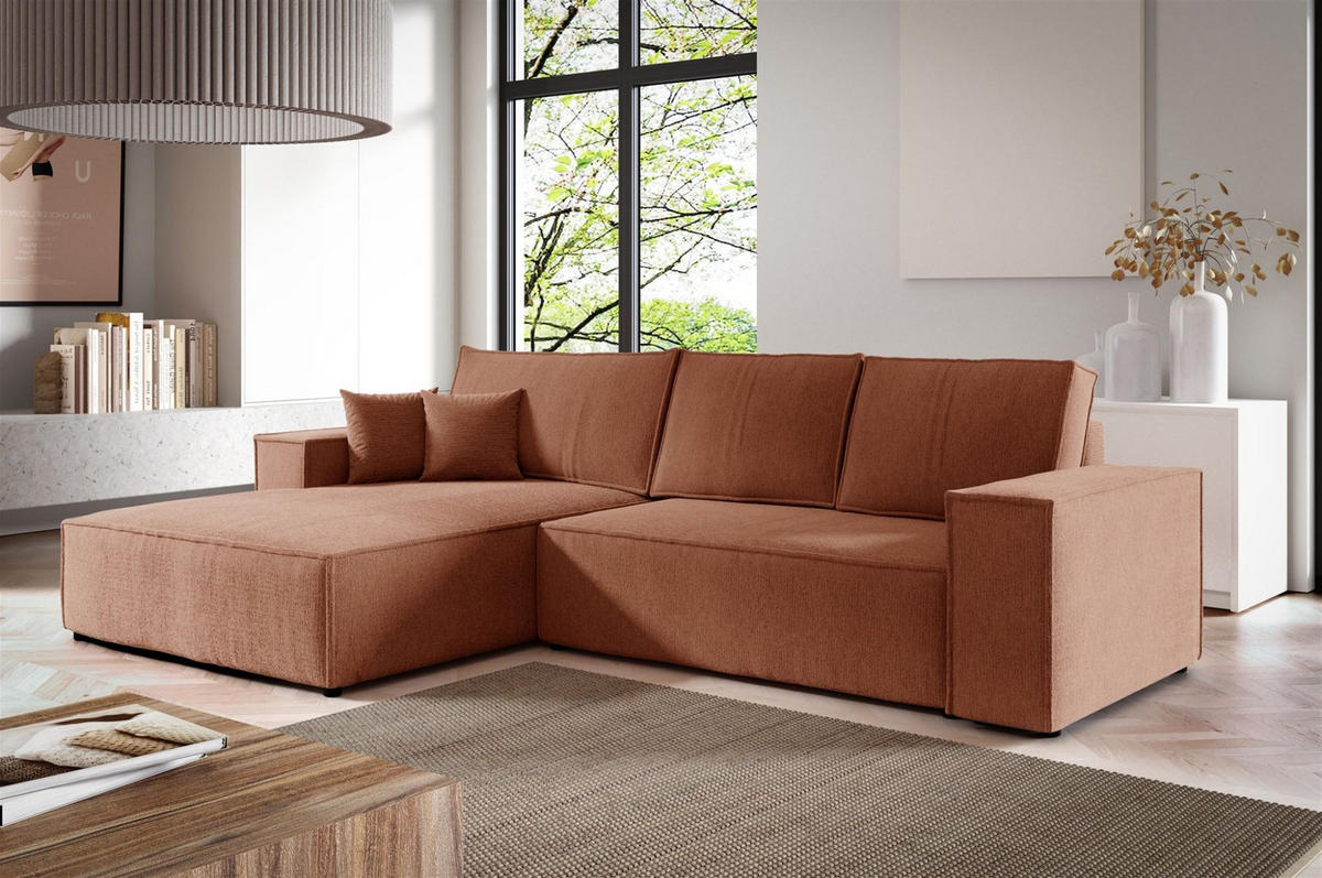 ECKSOFA Levio - Altrosa, Holzwerkstoff/Textil (294/185cm) - Fun Möbel