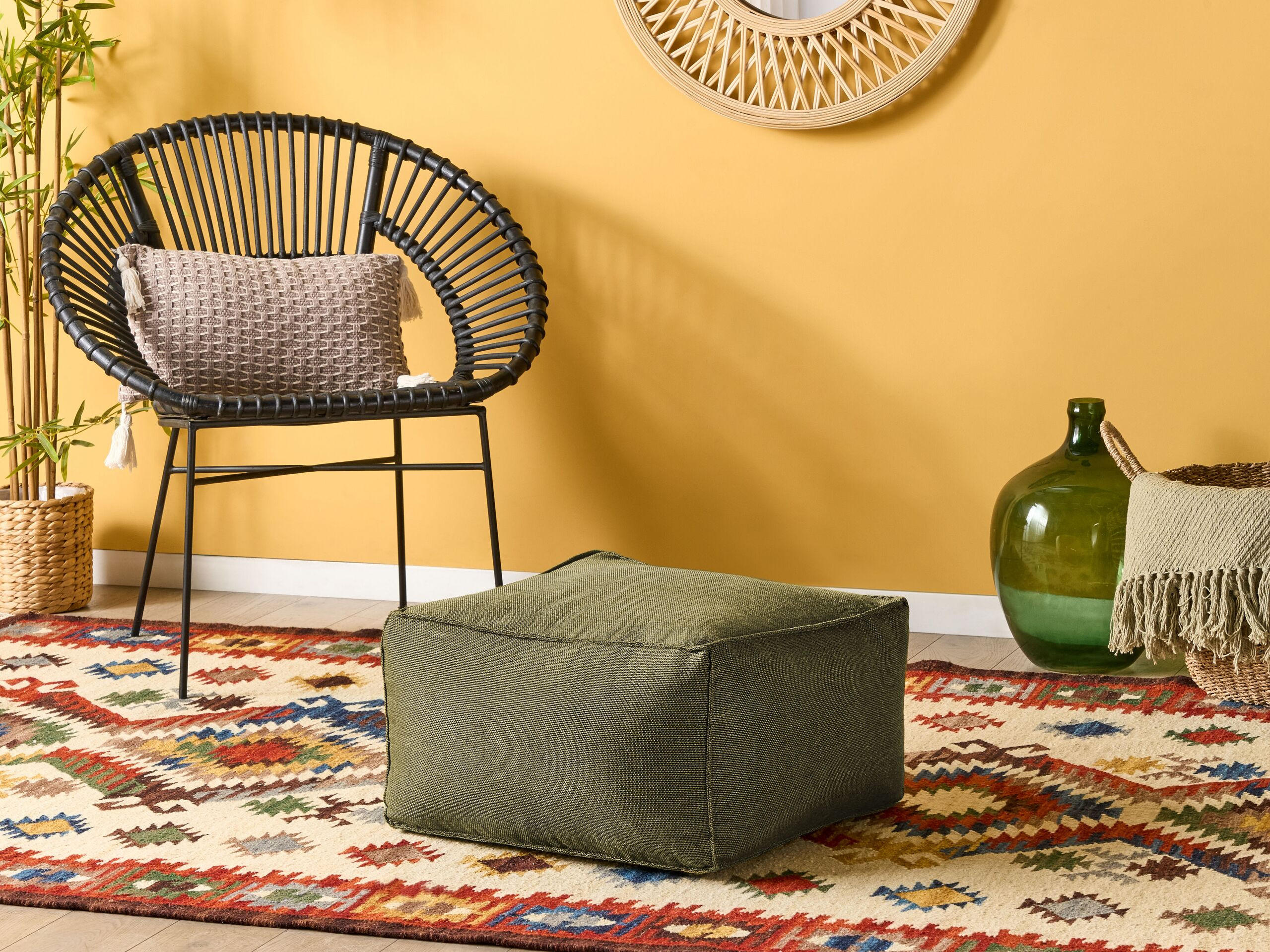 POUF Mukki 50/50/30 cm - Grün, Kunststoff/Textil (50/30/50cm) - Beliani